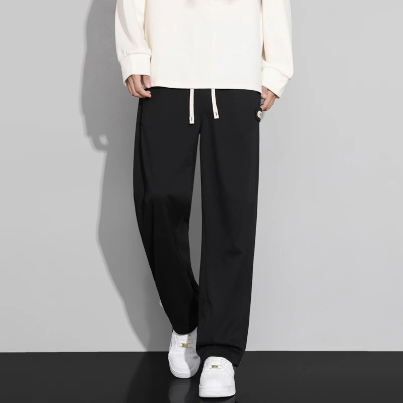 Losse herfst gebreide broek voor heren Mode Koreaanse rechte casual joggingbroek Trekkoord Comfortabele wijde broek Mannelijk