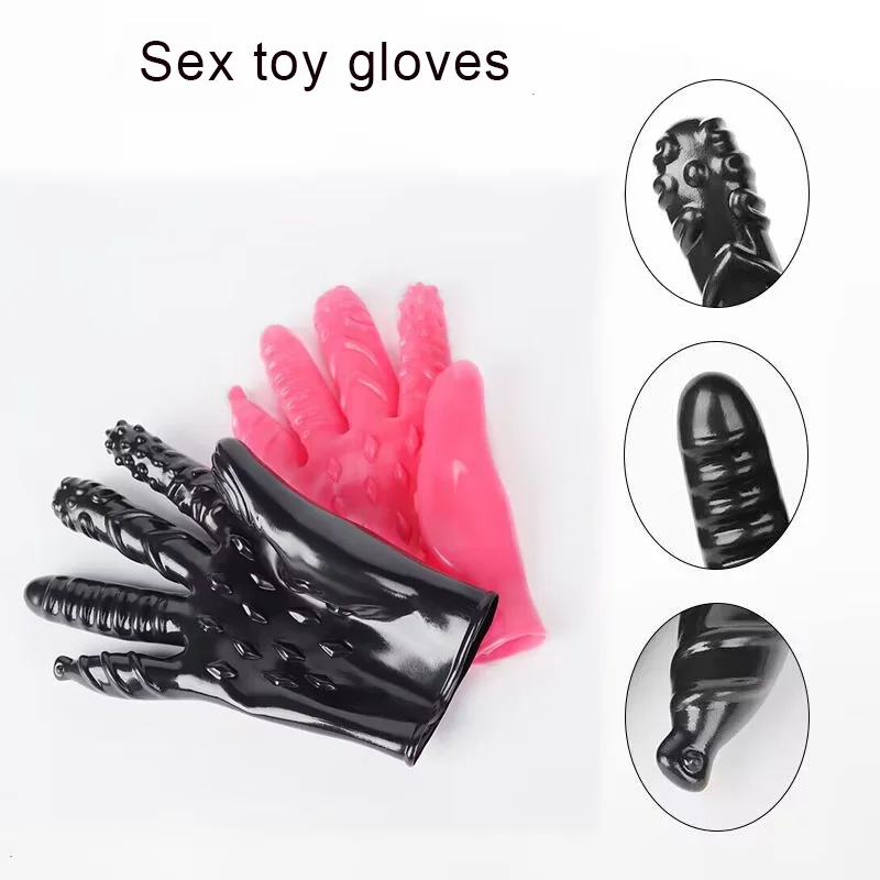 New Style 5-Finger Masturbation Gloves Erotic Massage Flirting Adult Sex Toy for Men Women HotAdult Sex Toy For Men Women Sexy