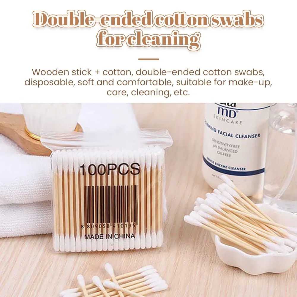 200-800pcs Disposable Ultra-small Cotton Swab Lint Free Micro Wood Makeup Brushe Eyelash Extension Glue Double ended Cotton swab