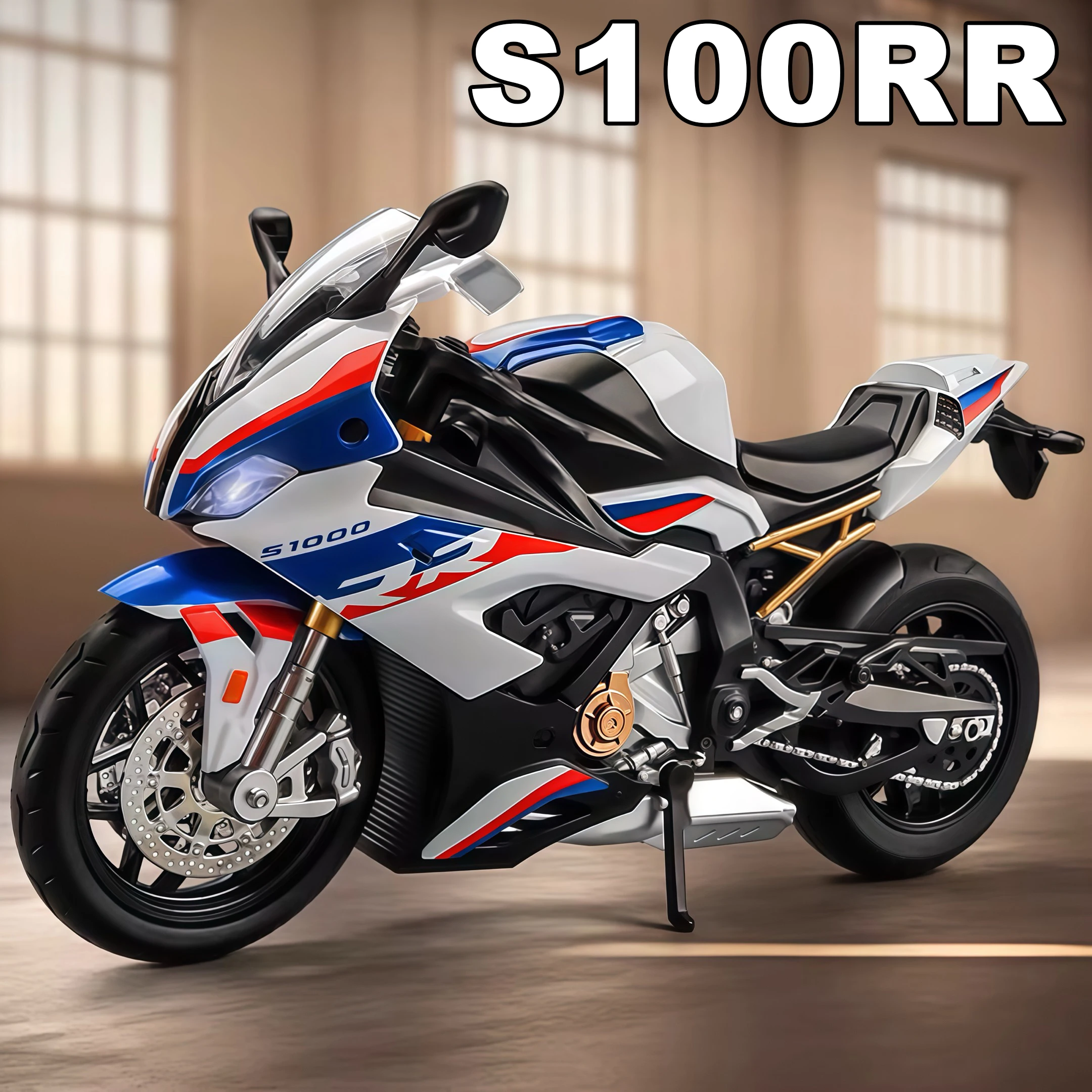 

1:12 Kawasaki H2R сплав мотоцикла S100RR миниатюрная модель игрушки с легким передним колесом рулевое управление резиновые шины мотоцикл собирать подарок