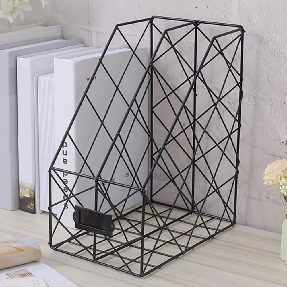 1/2/4 strati griglia di ferro File Book Storage Shelf Organizer Holder Desktop Rack