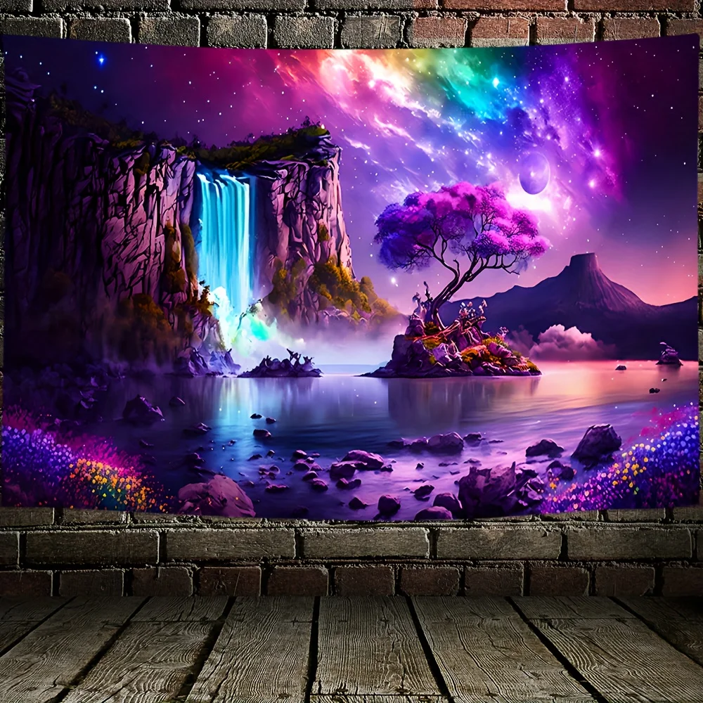 Tapisserie murale esthétique VIKAMA, ciel étoilé de rêve, fluorescent aux ultraviolets, décoration de chambre hippie, décoration de pièce indépendante