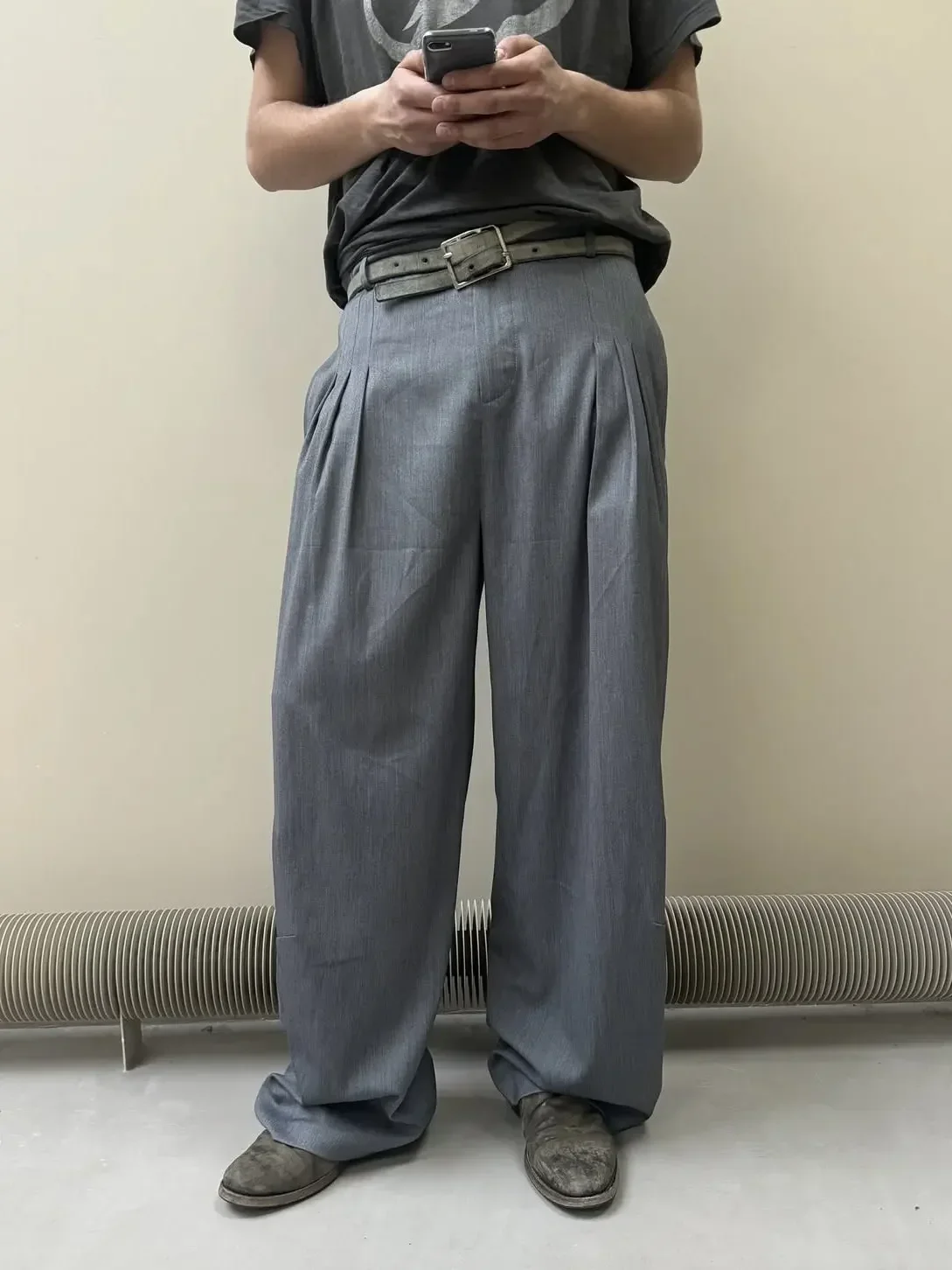 

No faith American retro nofaith pleated pendant loose twill casual suit pants