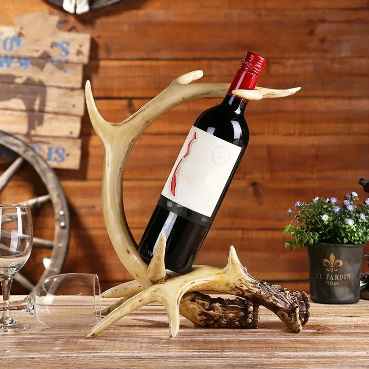 MGT-Nordic Antler Resin Craft Cup Holder, Wine Glass Holder, Red Wine Holder, Deer Head, Home Decoration, Kitchen Supplies