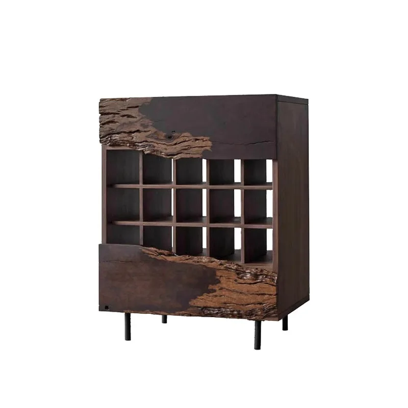 

Side cabinet wabi-sabi porch cabinet Chinese tea cup holder tea room furniture, natural edge