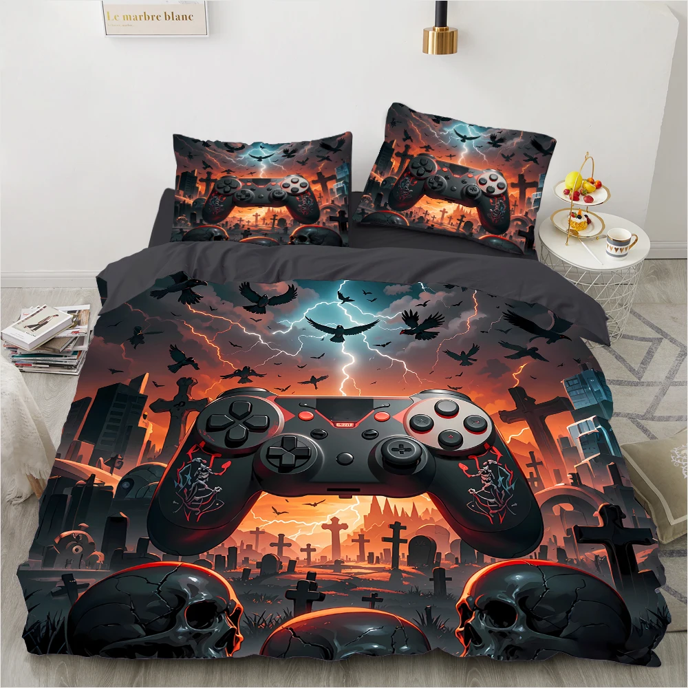 

Bedding Set 3PCS 3D Printed Gamepad Duvet Cover Twin/Queen Size Bed Linen Set for Teens Boys Birthday Gift 220x240cm Cross