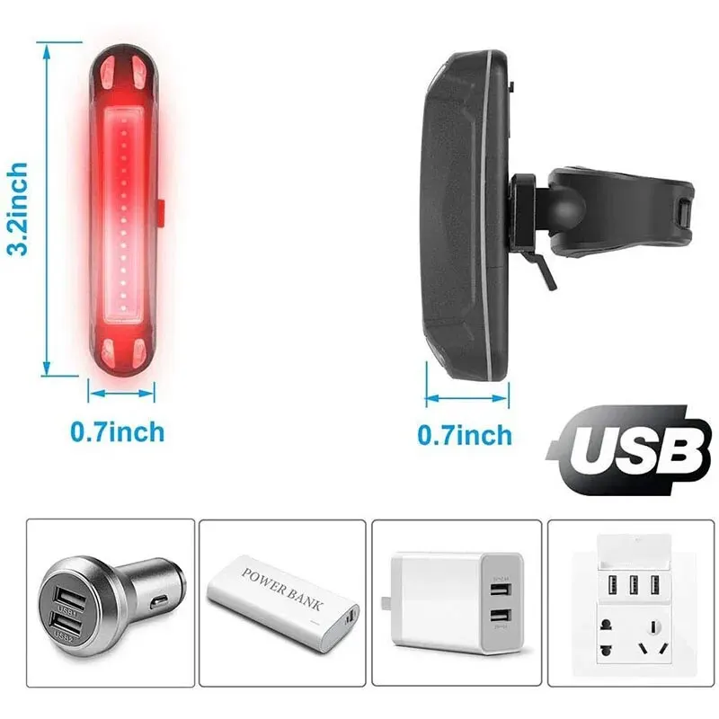 Feu arrière de vélo LED, 5 pièces, Rechargeable par USB, pour casque, facile à installer, lampe de sécurité pour vtt