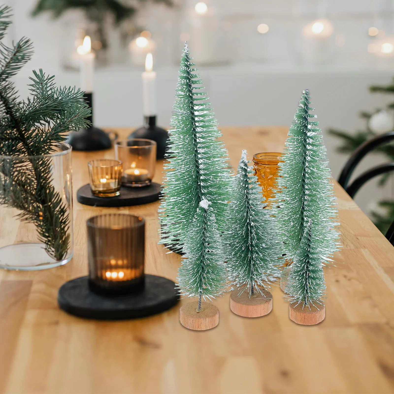 

10Pcs Miniature Christmas Tree Wooden Base Plastic Wood Xmas Pine Tree Ornament Desktop Party Decoration Desktop Xmas Ornament