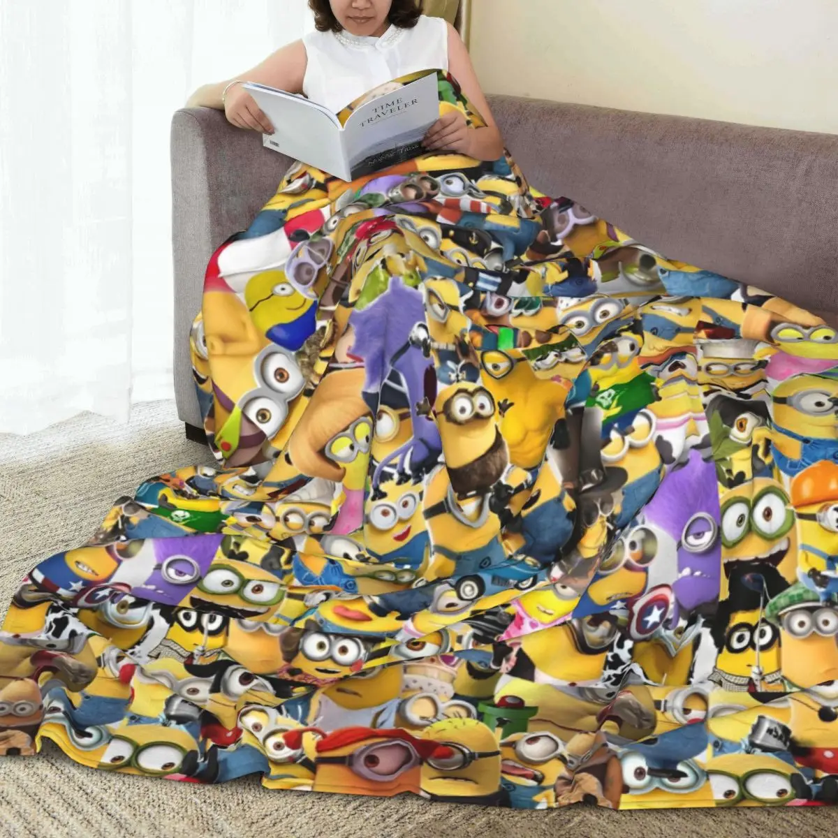 Minions Flannel Blanket Soft Throw Blanket for Living Room Travel Office Aesthetic Bedspread Sofa Bed Cover