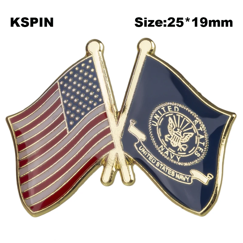 U.S.A & Navy Friendship Badge Flag Brooch National Flag Lapel Pin International Travel Pins Collections XY0656