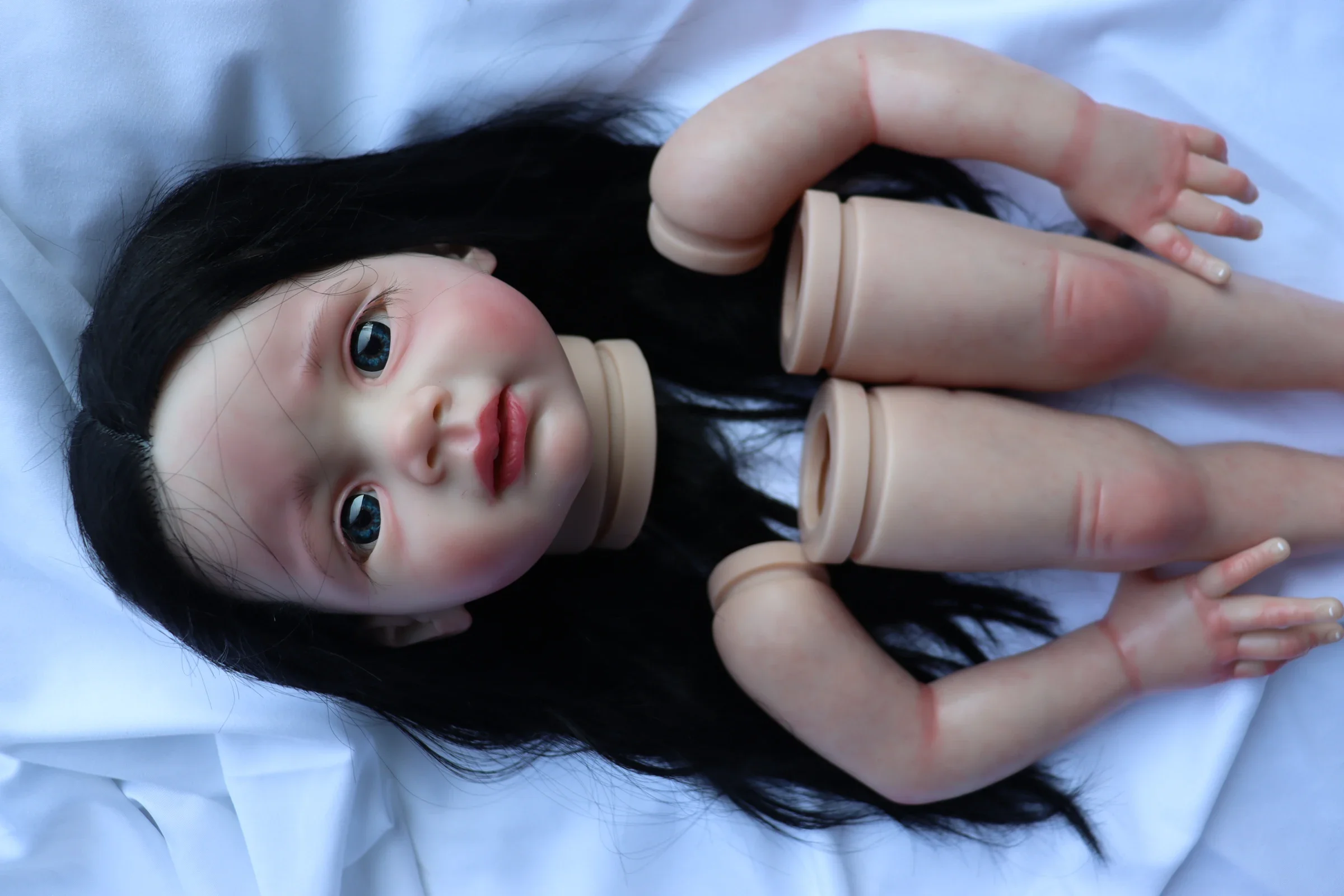 여아용 하이 퀄리티 아티스트 인형, 조립되지 않은 키트 인형, 크리스마스 선물, 아티스트 페인팅 베베, 검은 머리, 다시 태어난 프리치