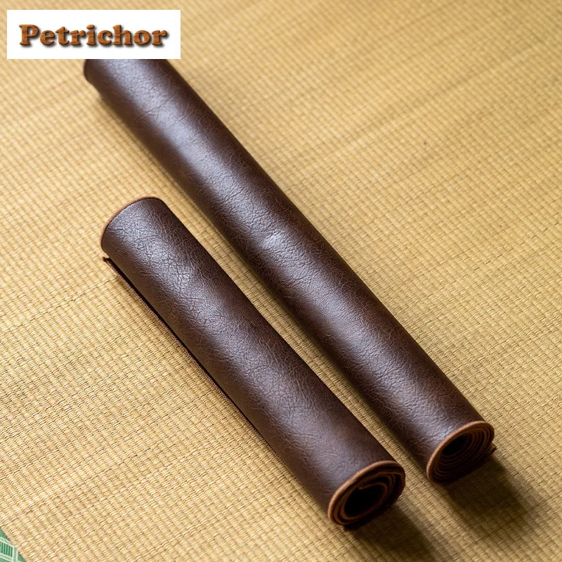Leather Tea Table Mats Handmade Tea Flag Heat Insulation Mat Drink Coaster Dinner Table Cloth Mat Chinese Tea Set Decoration view 4