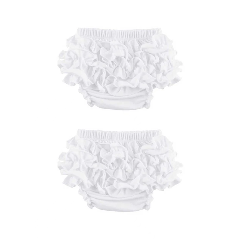 

2 pcs set baby girls ruffle shorts briefs diaper cover pants elastic waist solid color newborn cotton butt ruffle bloomers