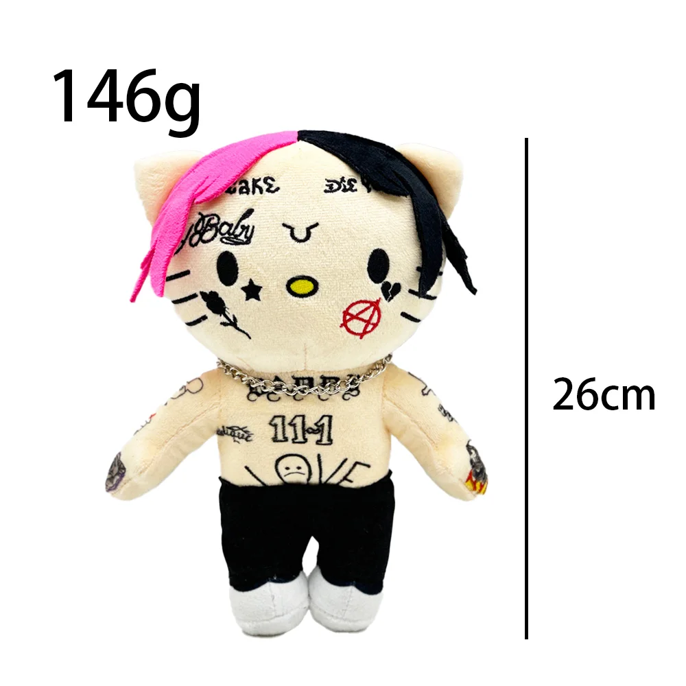 26cm Lil Peep Rapper Figure Cosplay Hello Kitty Plush Doll Stuffed Toy Fans Collect Gifts