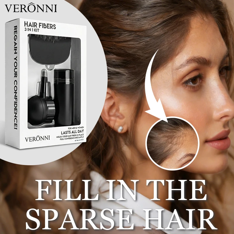 Fiber Powder 3-Piece Set:Hair-Volumizing Fiber for a Natural Look, Instant Powders Spray Applicator Hairline Optimizer Kit/Set