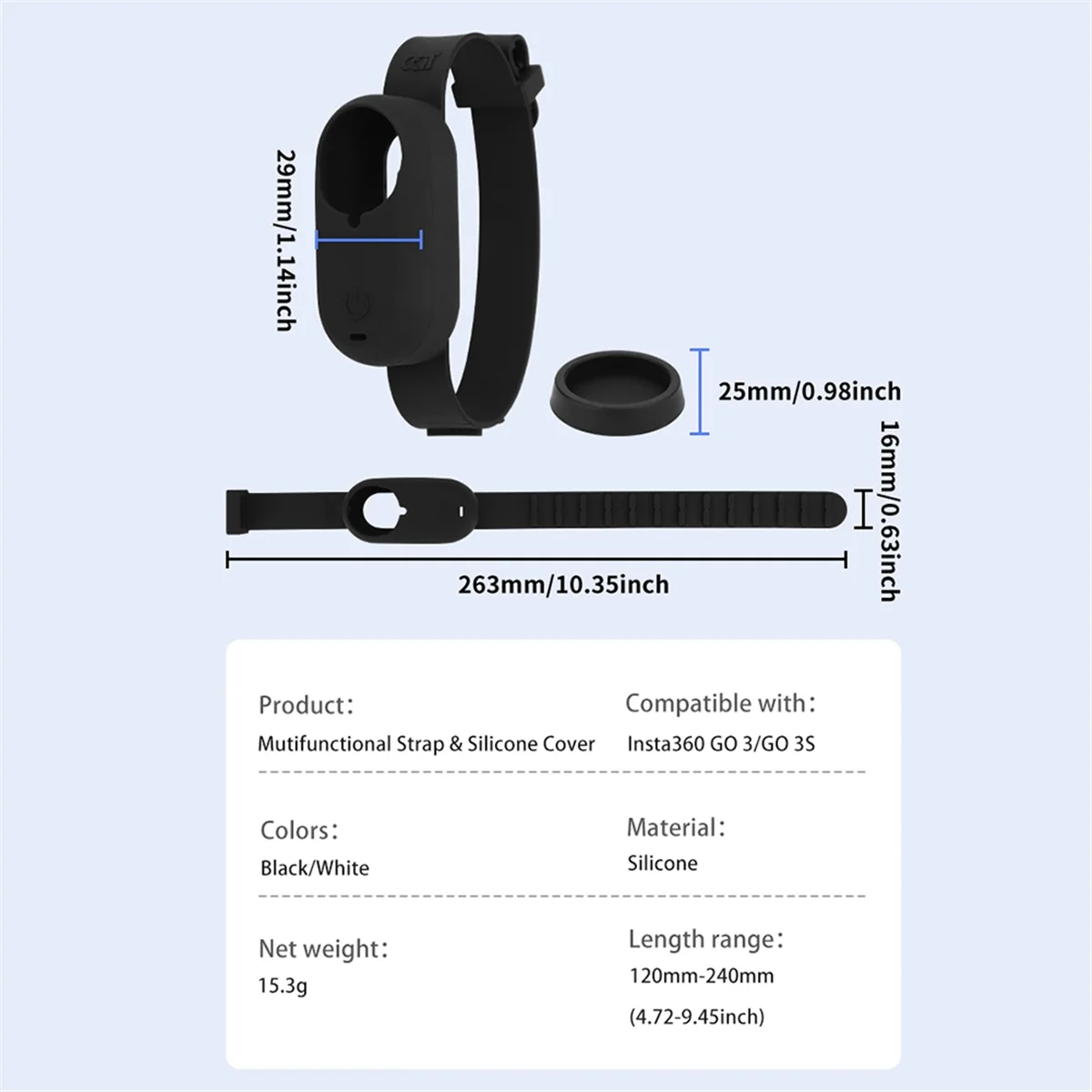 

A003 Hand Wrist Band Strap for GO 3 GO 3S Ports Camera Mount Adjustable Wristband Camera Accessories Black