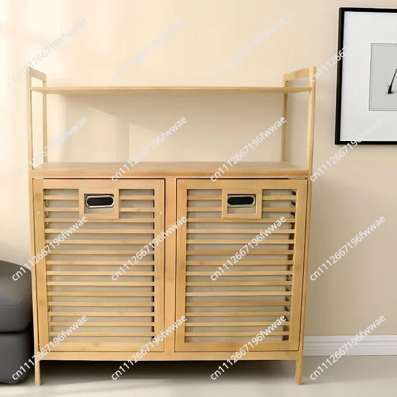 Minimalist Floor Storage Cabinet Multi-Layer Clothing Organizer Bamboo Laundry Basket for Bedroom Classification Home Organizer