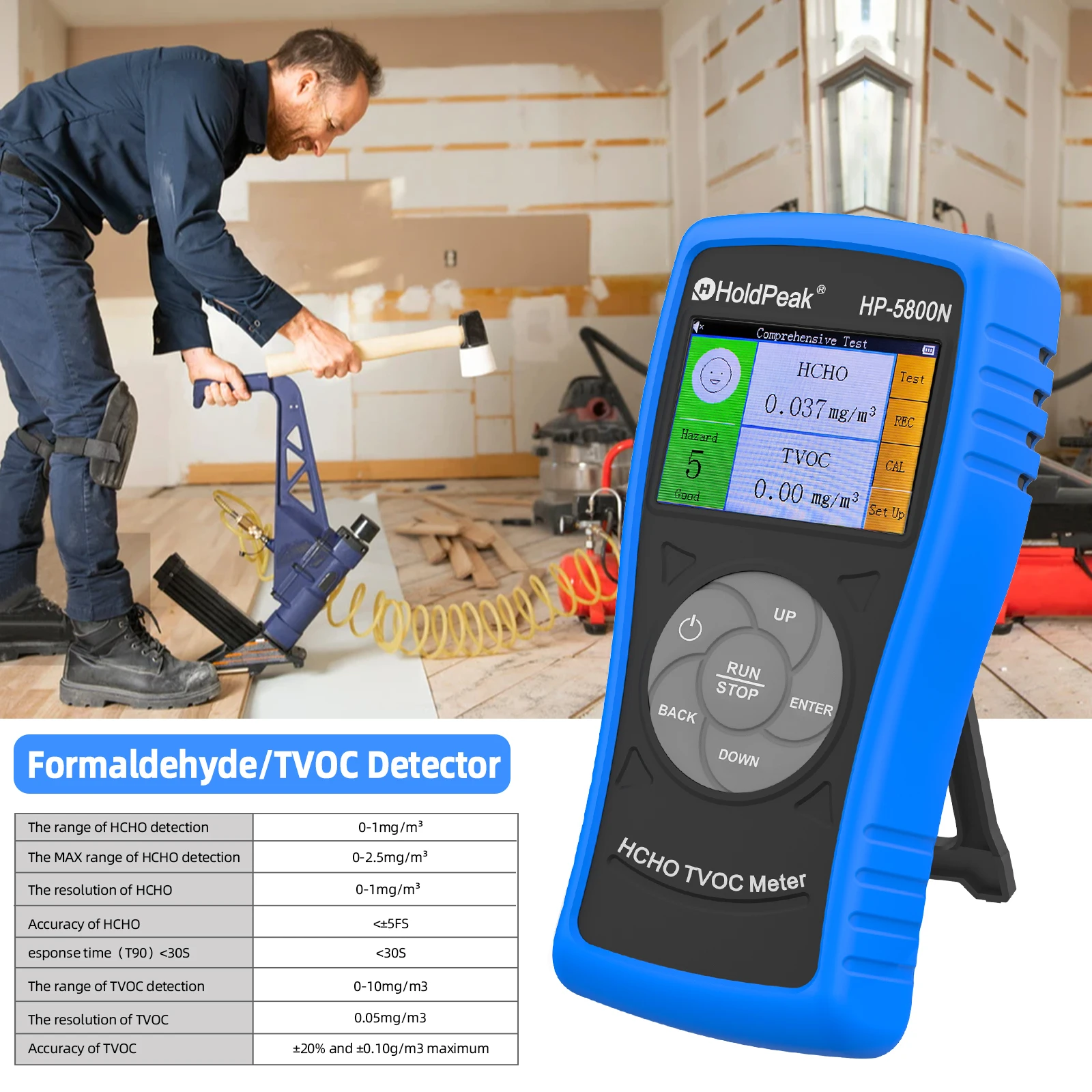 5800N Professional HCHO TVOC Air Quality Monitor Formaldehyde Detector 2.8