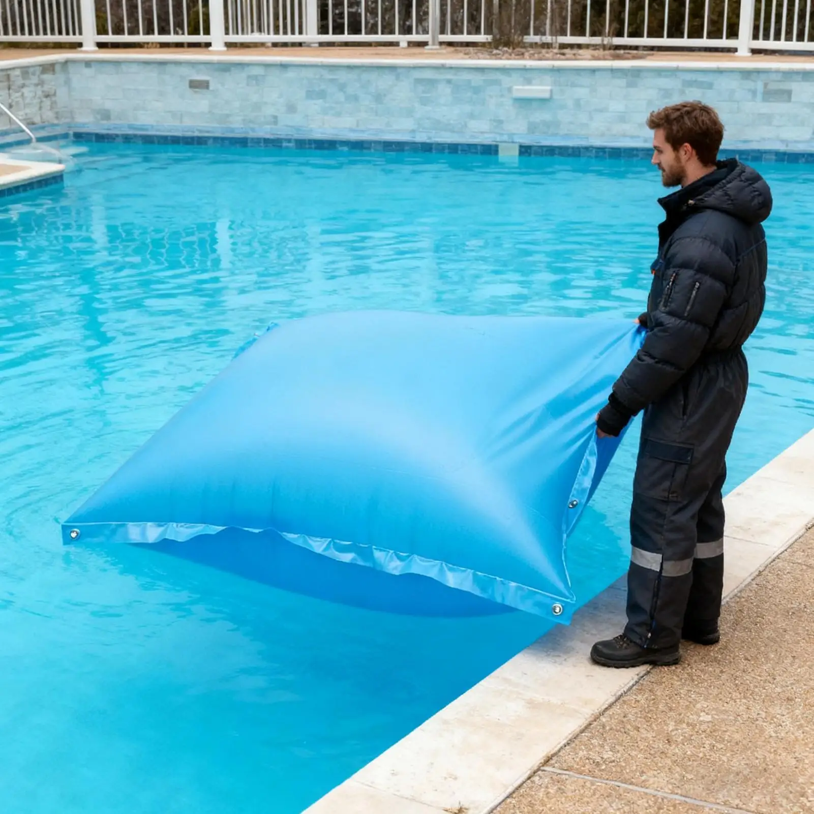 Almohada de invierno para piscina, almohada inflable flotante de piscina de invierno resistente al frío de PVC para mantenimiento de almacenamiento en clima frío