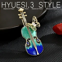Vintage Butterfly Violin Shaped Brooch Musical Instrument Enamel Lapel Badge Pins Women Men Suit Scarf Hat Clothes Accessories