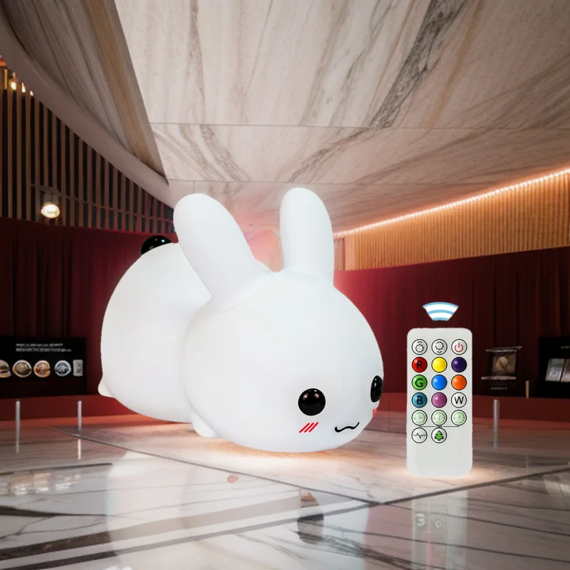 Silicone Rabbit NightLight,Charging Induction Patting Lights with Remote,Colorful Atmosphere Lamp,Children kids Gift