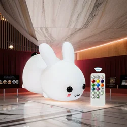 Silicone Rabbit NightLight,Charging Induction Patting Lights with Remote,Colorful Atmosphere Lamp,Children kids Gift