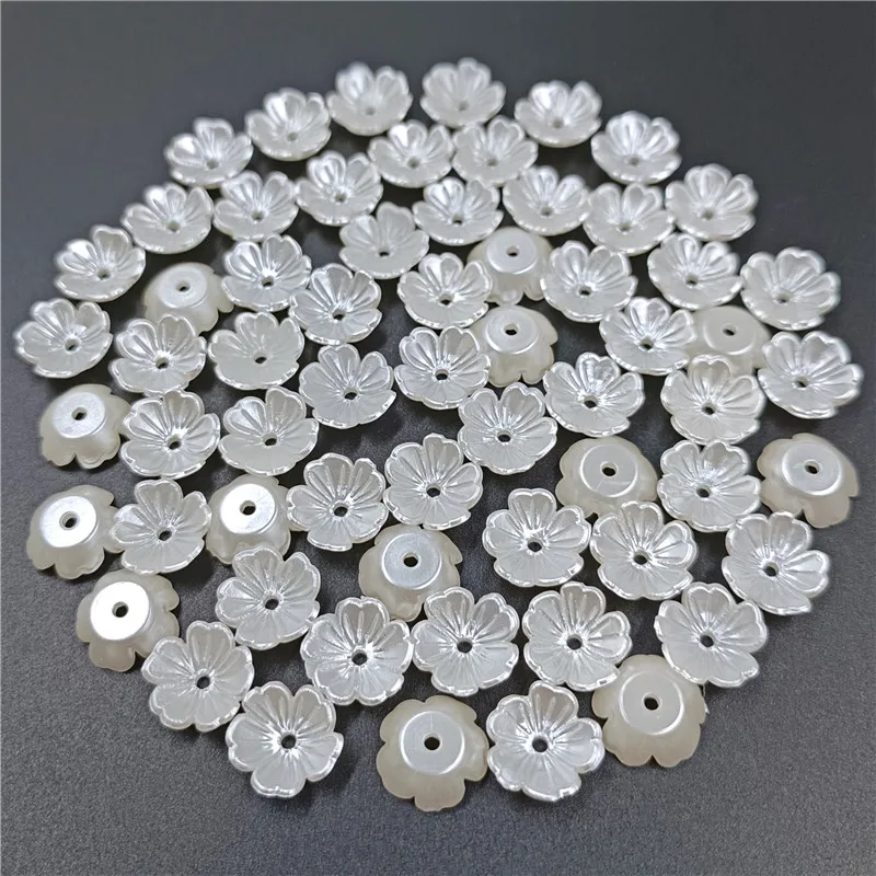 100 pièces de perles blanches en acrylique, pendentif pour collier, bracelet, boucle d'oreille, bijoux à faire soi-même, feuilles, accessoires exécutifs