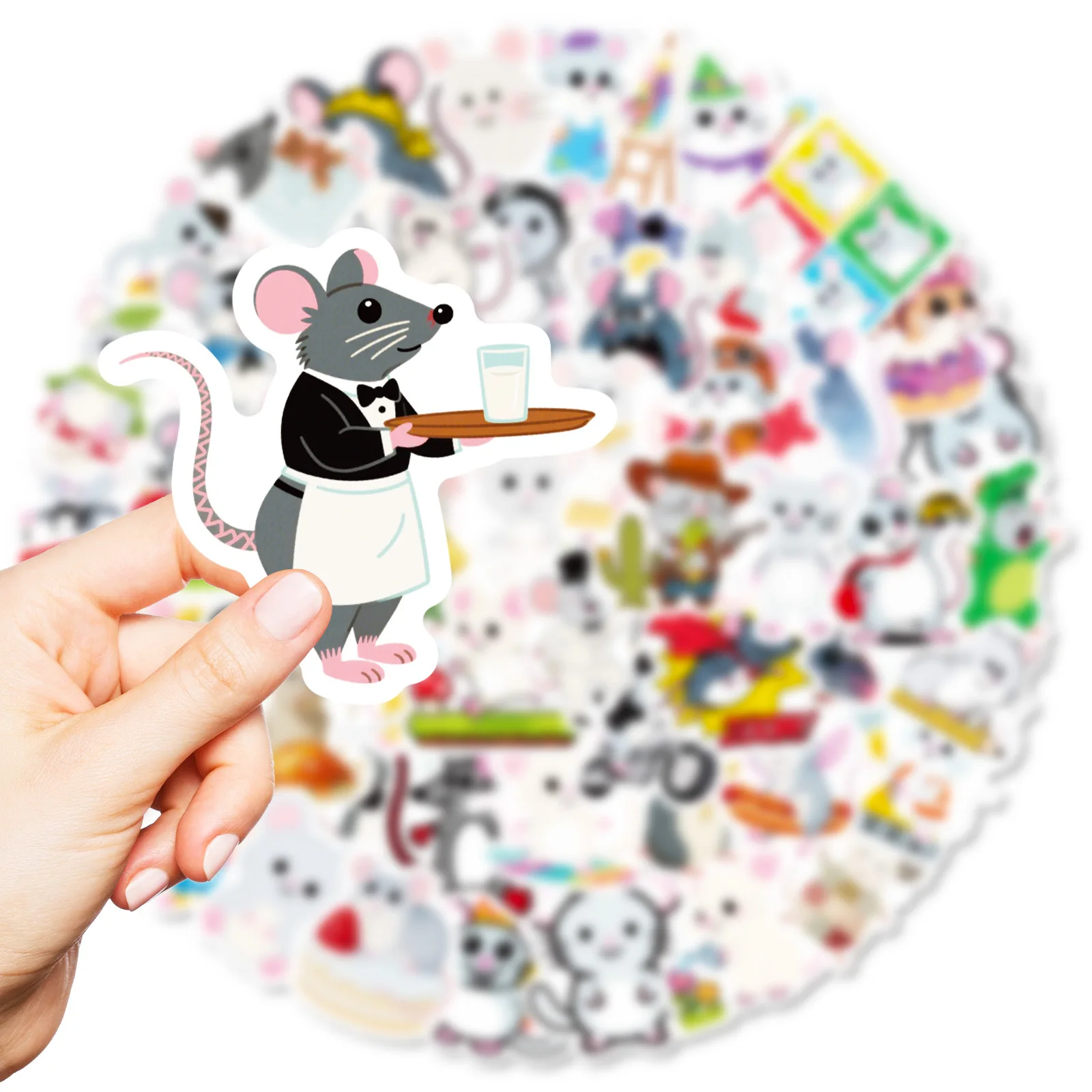 

56PCS Cute Little Mouse Graffiti Sticker Creative Animal Cartoon Decal Notebook Phone Guitar Skateboard Cup Car Fridge Kid Toys