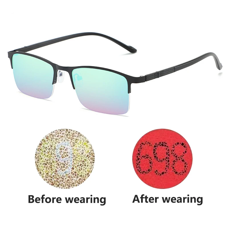 New Sunglasses Women Men Rectangle Glasses Female Eyewear Correcting Special Red Green Blind Color Weak Glasses Male Eyeglasses