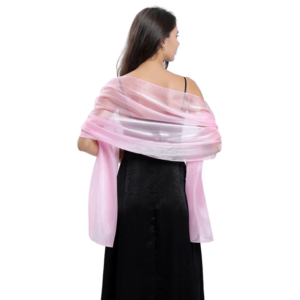 Fashion Pure Color Scarf Satin Bridesmaid Lady Cape Wraps Wedding Party Bridal Evening Dresses Shawl Women