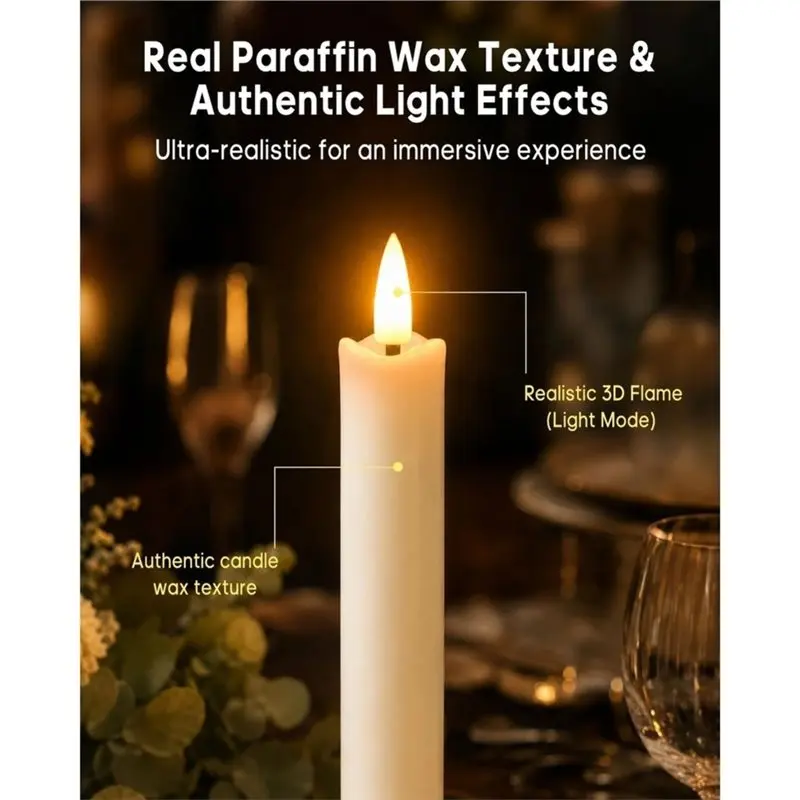 [NEWA08R】 Rechargeable Electric Candle With Timer Rechargeable Taper Candles With Remote For Fireplace Christmas Wedding Party H