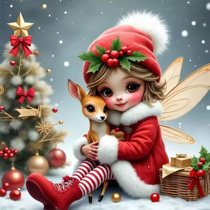 

CHENISTORY 5D DIY Diamond Embroidery Christmas girl Cross Stitch Diamond Painting Sale Mosaic Kit Home Decoration