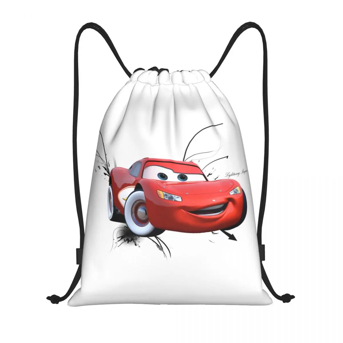Custom Lightning Mcqueen Cars Drawstring Backpack Women Men Gym Sport Sackpack Portable Cars Training Bag Sack