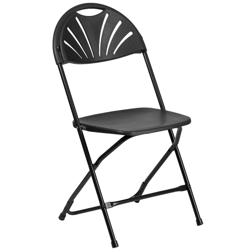 650 lb. Capacity Black Plastic Fan Back Folding Chair,650 lb. Weight Capacity,18 Gauge Steel Frame,17.5