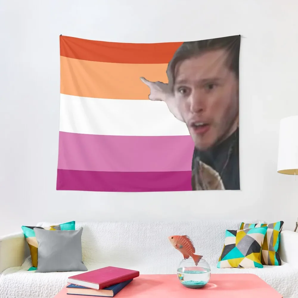 jerma pointing at the lesbian flag Tapestry Decorations For Room Aesthetic Room Decors Tapestry