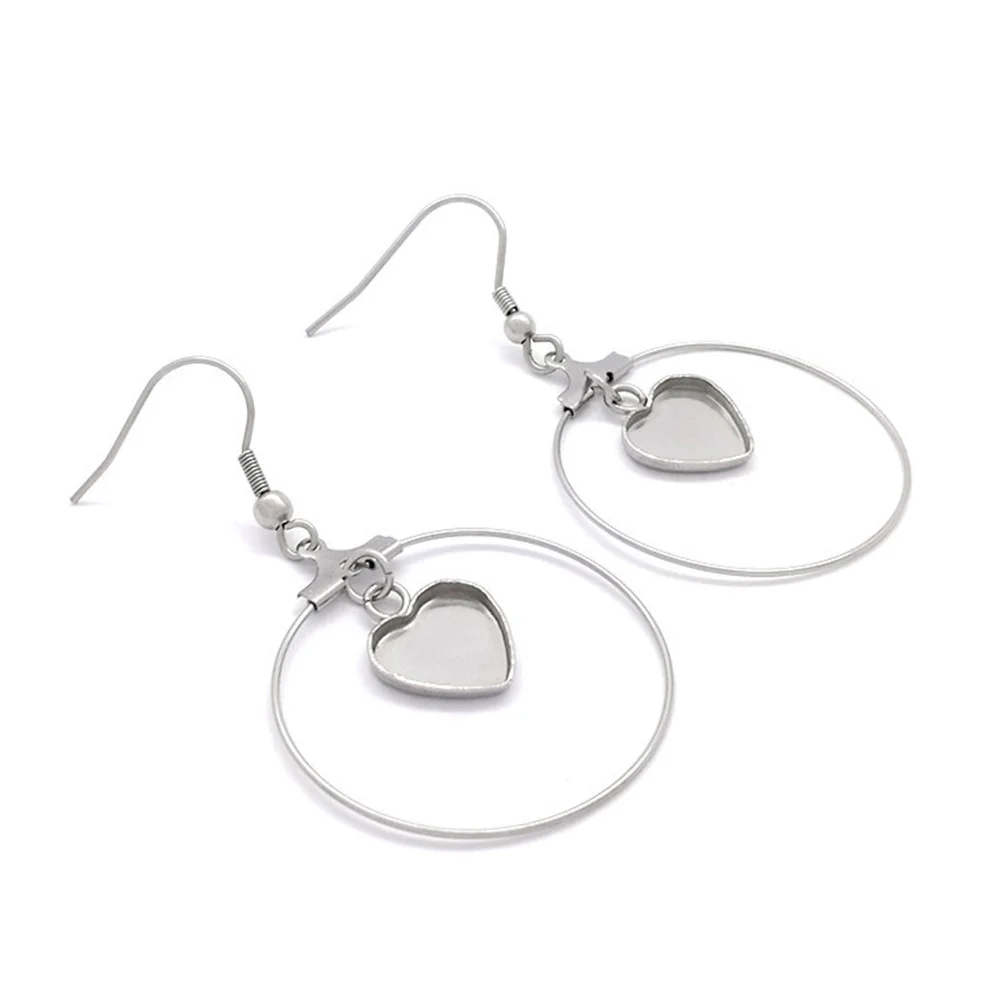 30Pcs Stainless Steel Earring Bezels DIY Jewelry Making Supplies for Women Girls Craft Lovers with Round Star Heart Tray