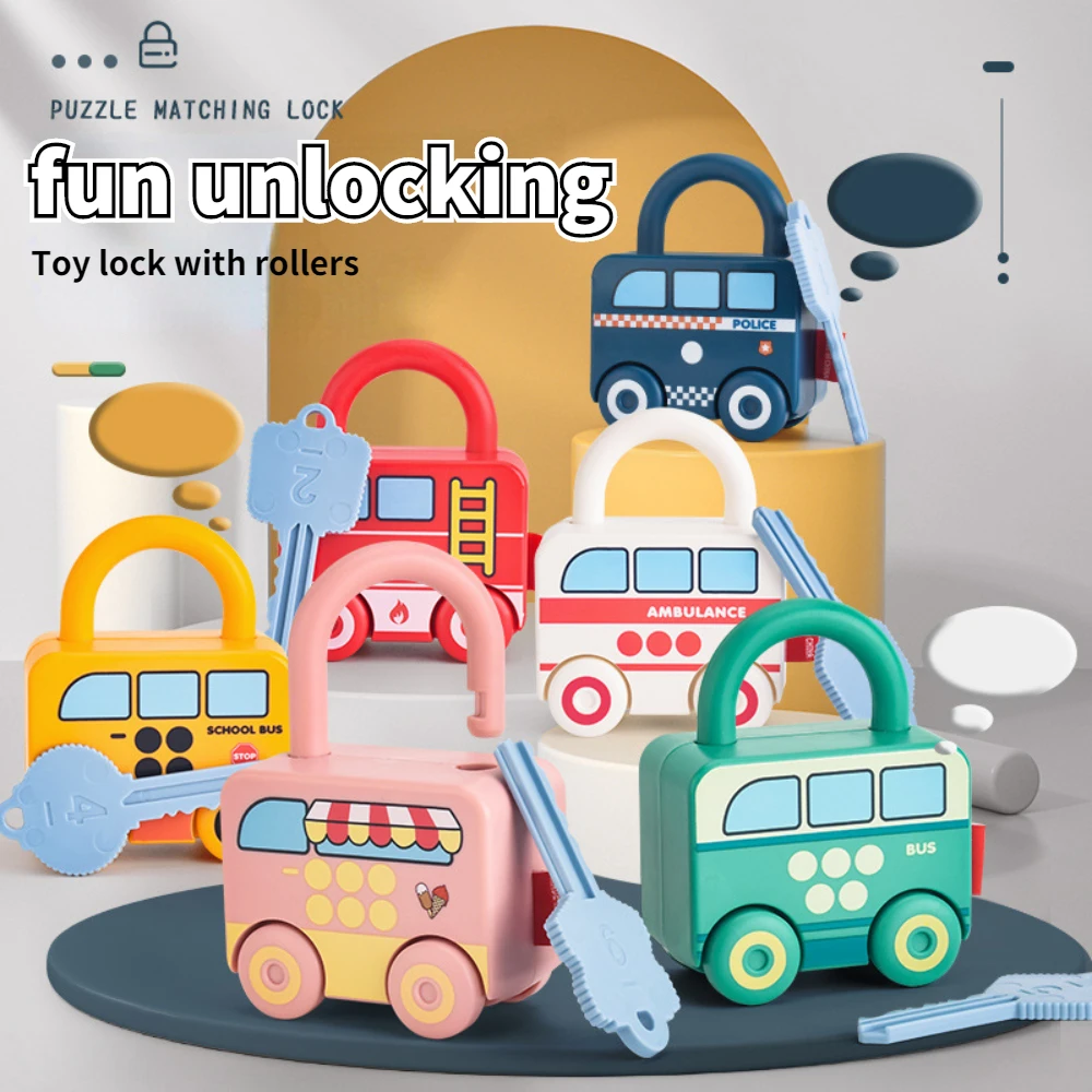 Number Match Lock Toys Car Games Montessori Educational Toy Kids Learning Lock with Key Train Game for Kids Early Education Aids