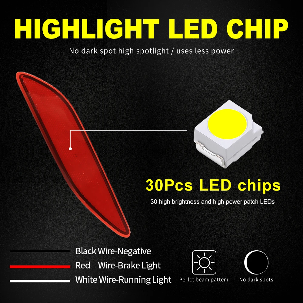 

2×for Toyota Alphard 40 Series MPV/Vellfire 40 Series MPV - LED Rear Bumper Brake Lamps Reflector Warning Tail Signal Fog Lights