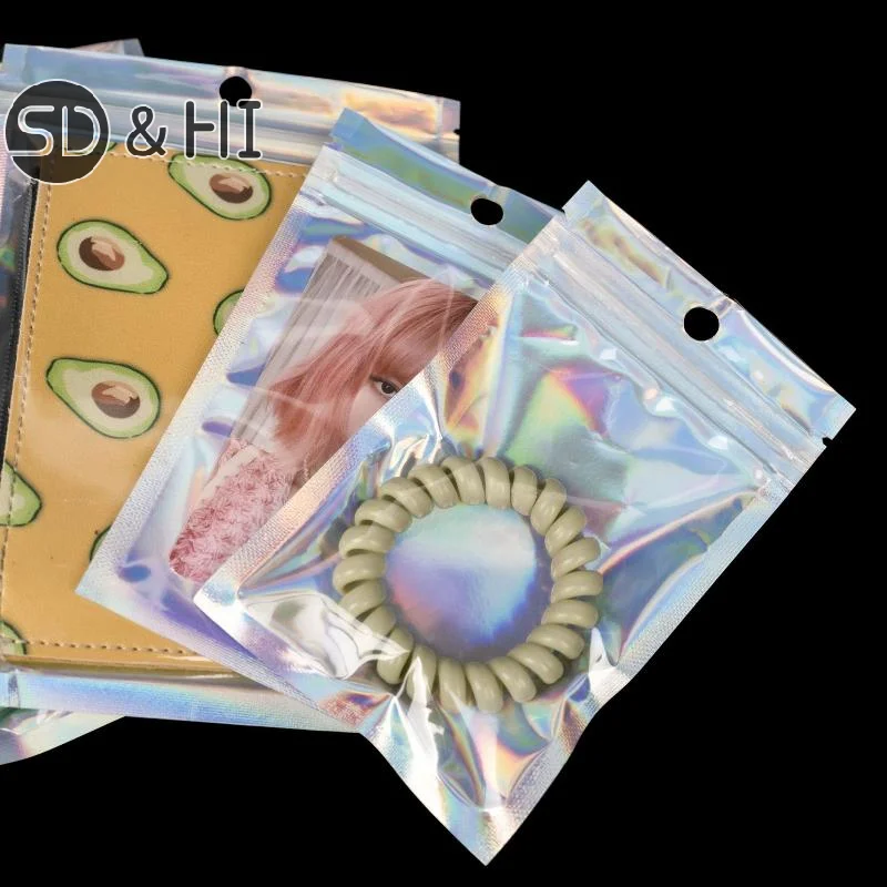 50-piece Holographic Bag, Multi-size Laser Rainbow Pattern Self-sealing Bag, Suitable For Candy Bag And Front Window Samples