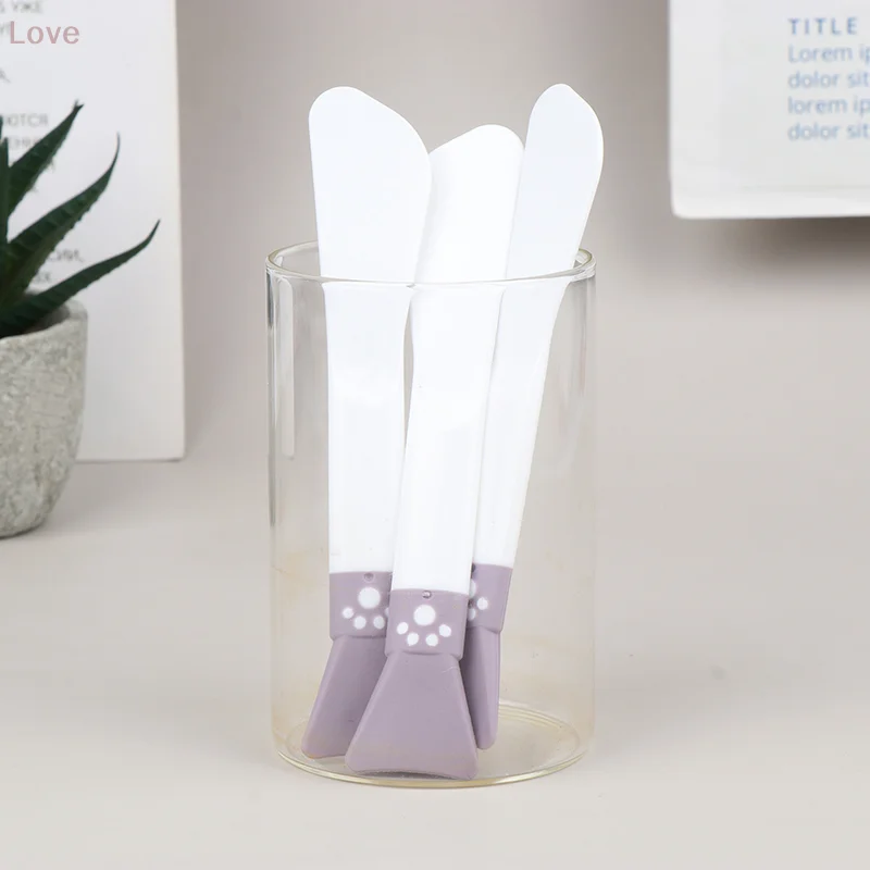 [L & P] 1 Uds. Cepillo de máscara de silicona con garra de gato, herramienta de belleza, ajuste de palo de máscara de doble cabeza, cuidado Facial suave