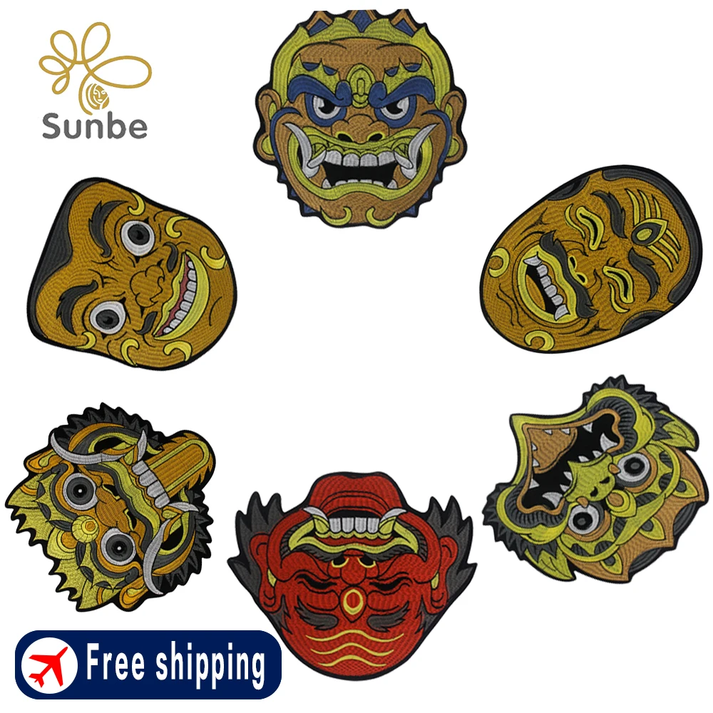 Ethnic Operal Mask Facial Embroidery Patches Traditional  Chinese Facial Makeup in Operas Badge Iron on Patch DIY Garment Decor