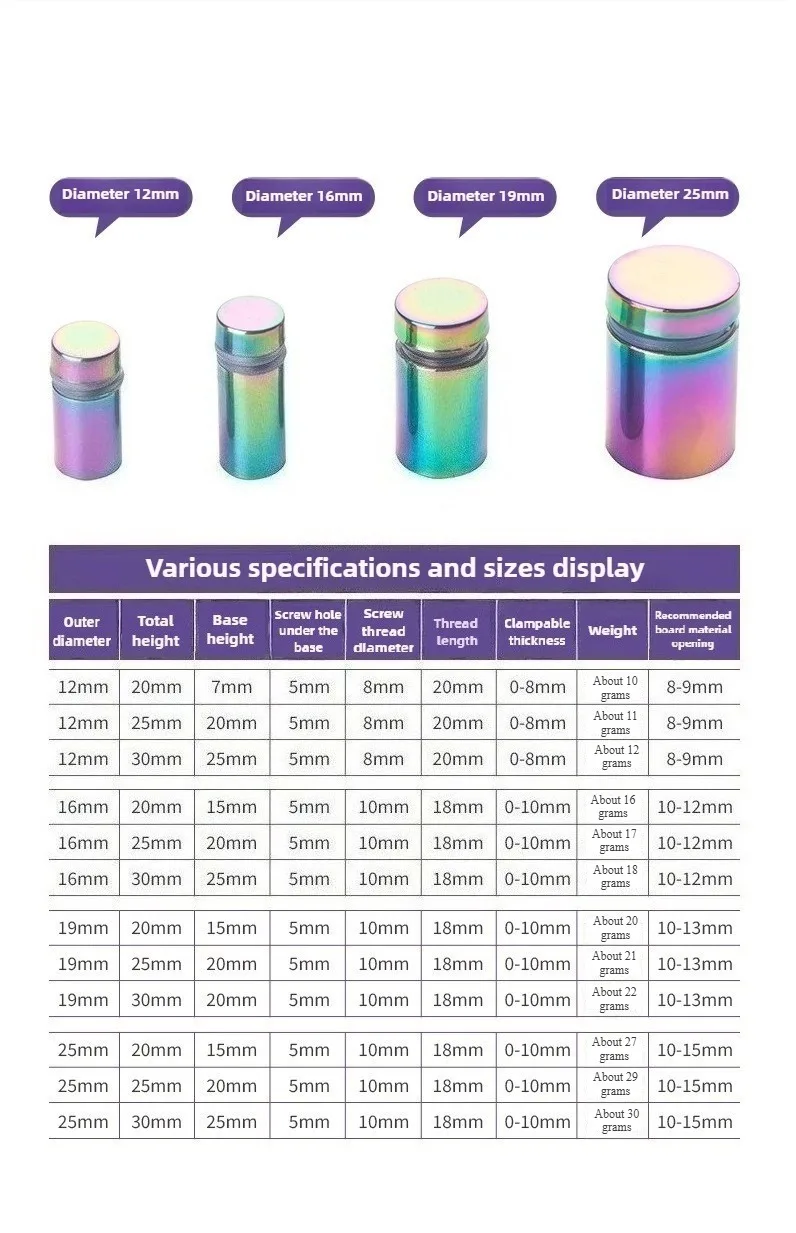 4 Stück Regenbogen-Acryl-Bilderrahmen-Glas-Schildhalterung Wandhalterung aus Edelstahl mit Befestigungsschrauben für Werbung – Detail 8