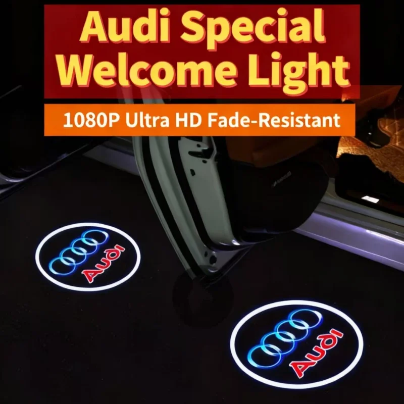 

2pcs for Audi Sline A1 A3 A4 A5 A6 A7 Q3 Q7 TT R8 B5 B6 B8 C5 C8 8P Led Projector Lamp Car Door Welcome Light Car Accessories