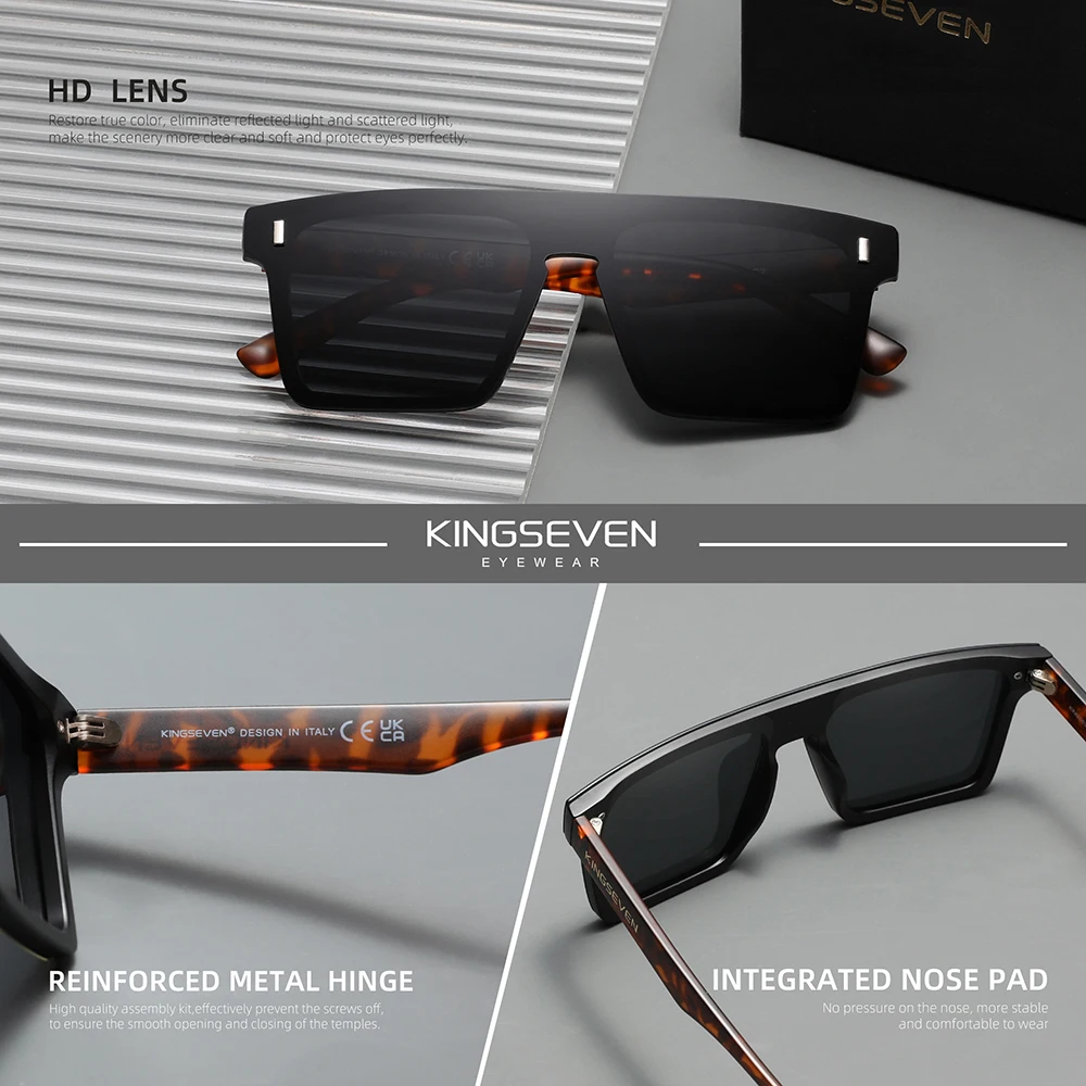 KINGSEVEN Randlose Sonnenbrille Frauen Männer UV400 Quadratische Rahmenlose Brille Einteilige Polarisierte Linse Angeln Fahren Brillen – Detail 2