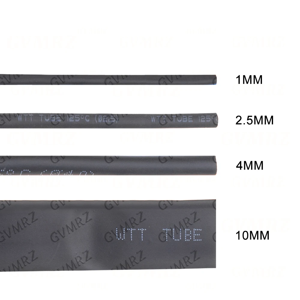 Black Heat Shrinkable Tube 1mm 1.5mm 2mm 3mm 4mm 5mm 6mm 7mm 8mm 10mm Black Insulation Sleeve Integrated circuit