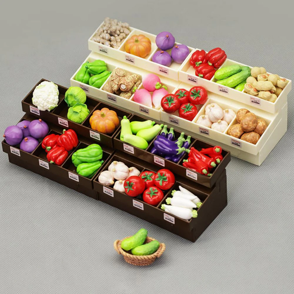 1/12 Miniature Furniture Simulation Fruit Snack Rack Model Dollhouse Micro Food Selling Shelve Shooting Prop Kitchen Toy Gift