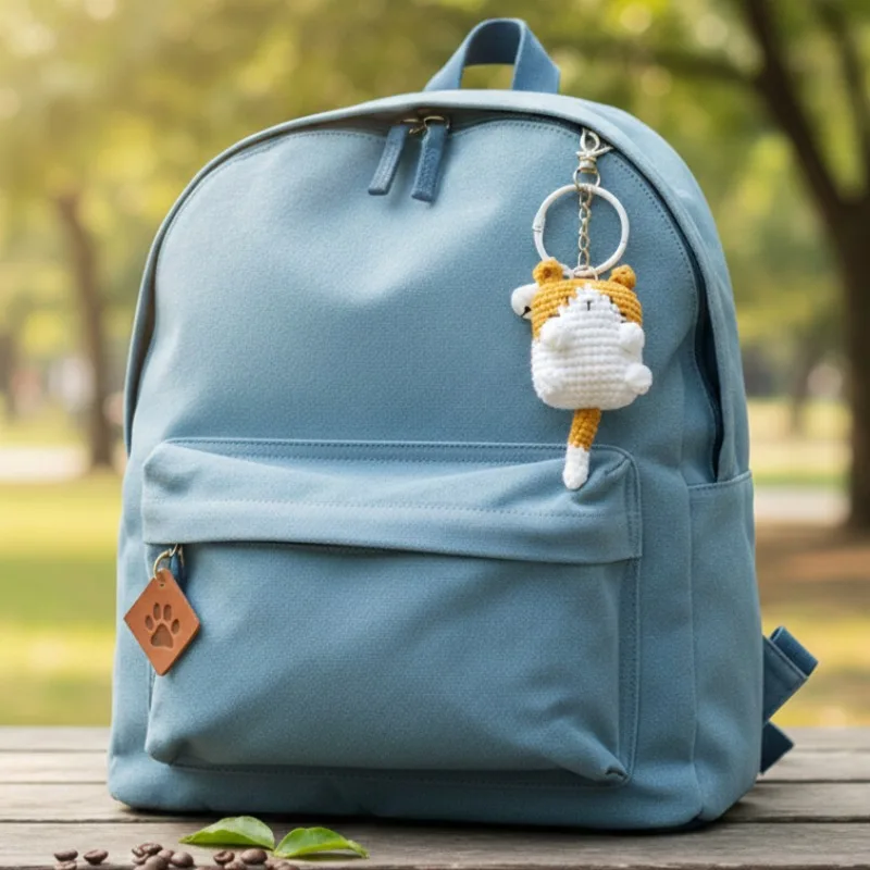 Creative Gifts Crochet Cat Key Chain Dolls Cute Handwoven Fat Cat Pendant Knitted Animal Key Ring Bagpack Decor Holiday Gifts