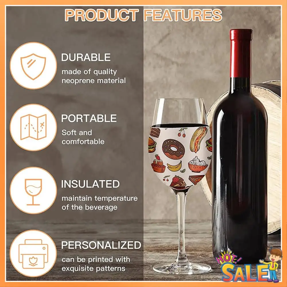 AB68 Espacios en blanco de sublimación, funda para copa de vino, cubierta aislante de copa de vino de neopreno para suministros de adornos de sublimación de vidrio