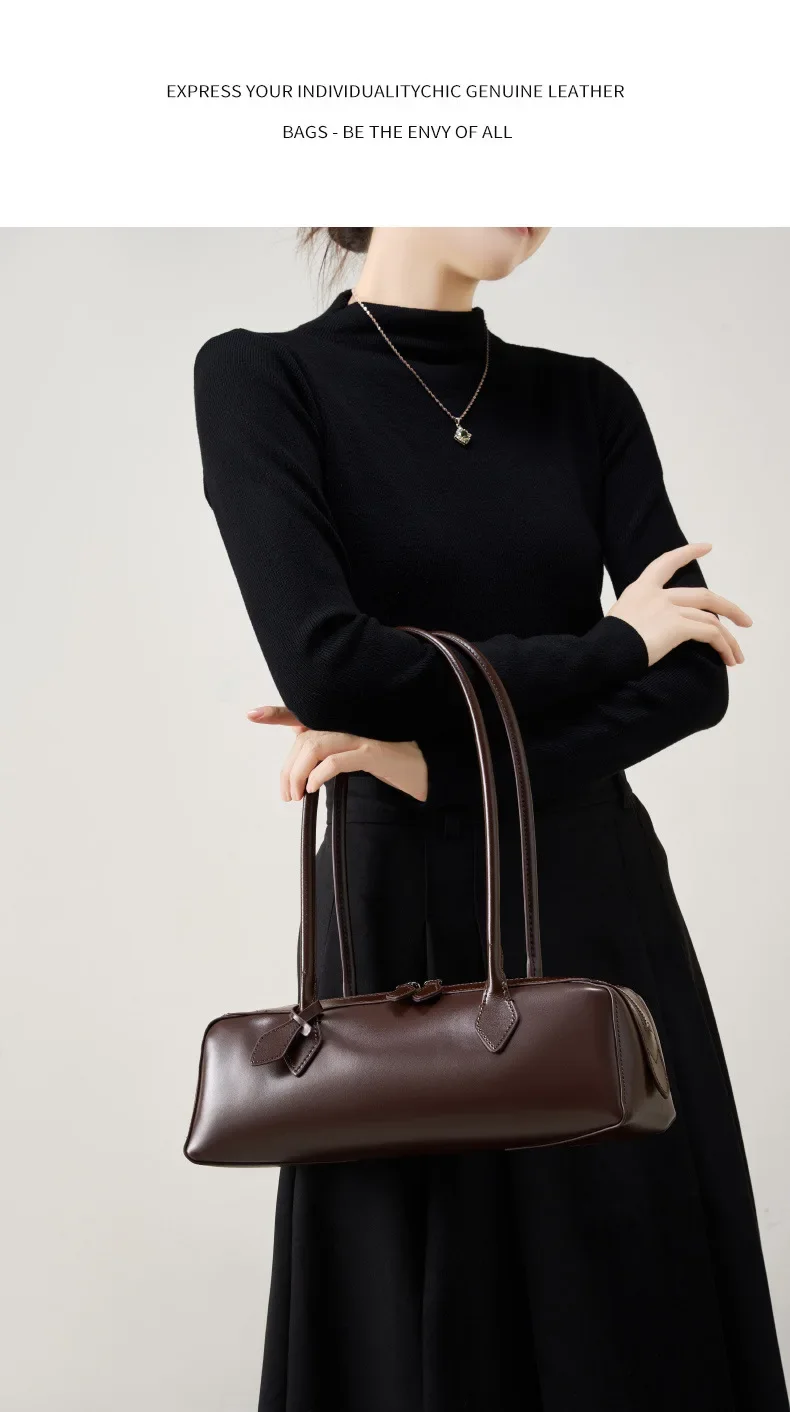 2026 Koreanische Luxus-Tasche Vintage Lange Schultertasche Handtaschen Damen Unterarmtasche Einkaufstasche Echtledertasche Damenhandtasche – Detail 9