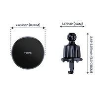 TOPK for Magsafe Car Phone Holder,Powerful Magnetism Premium Quality Single-Hand Operation Metal Hook Magnetic Car Phone Mount 6
